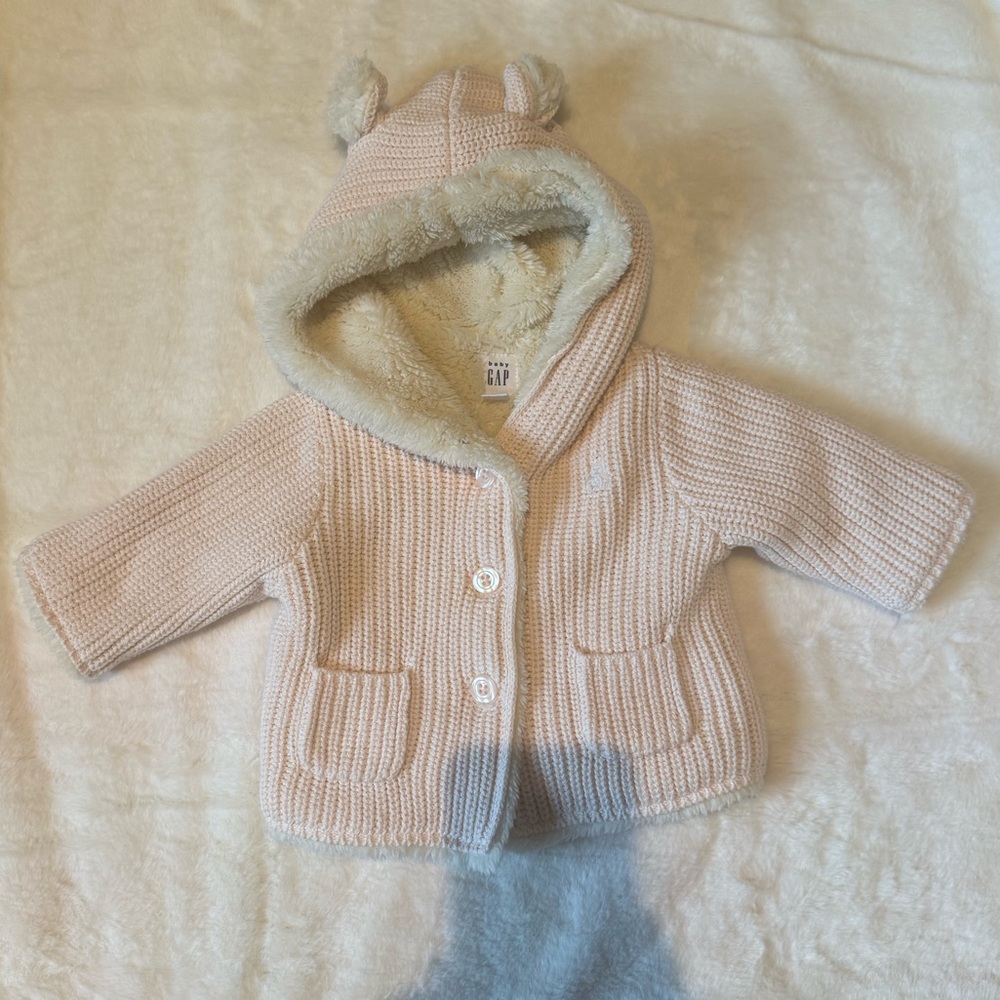 Baby Gap Sherpa Lined pink and Cream Jacket 0-3M